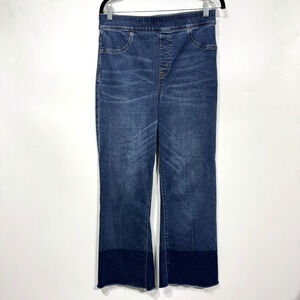 SPANX Dark Blue Two-Tone Wide Leg Jeans